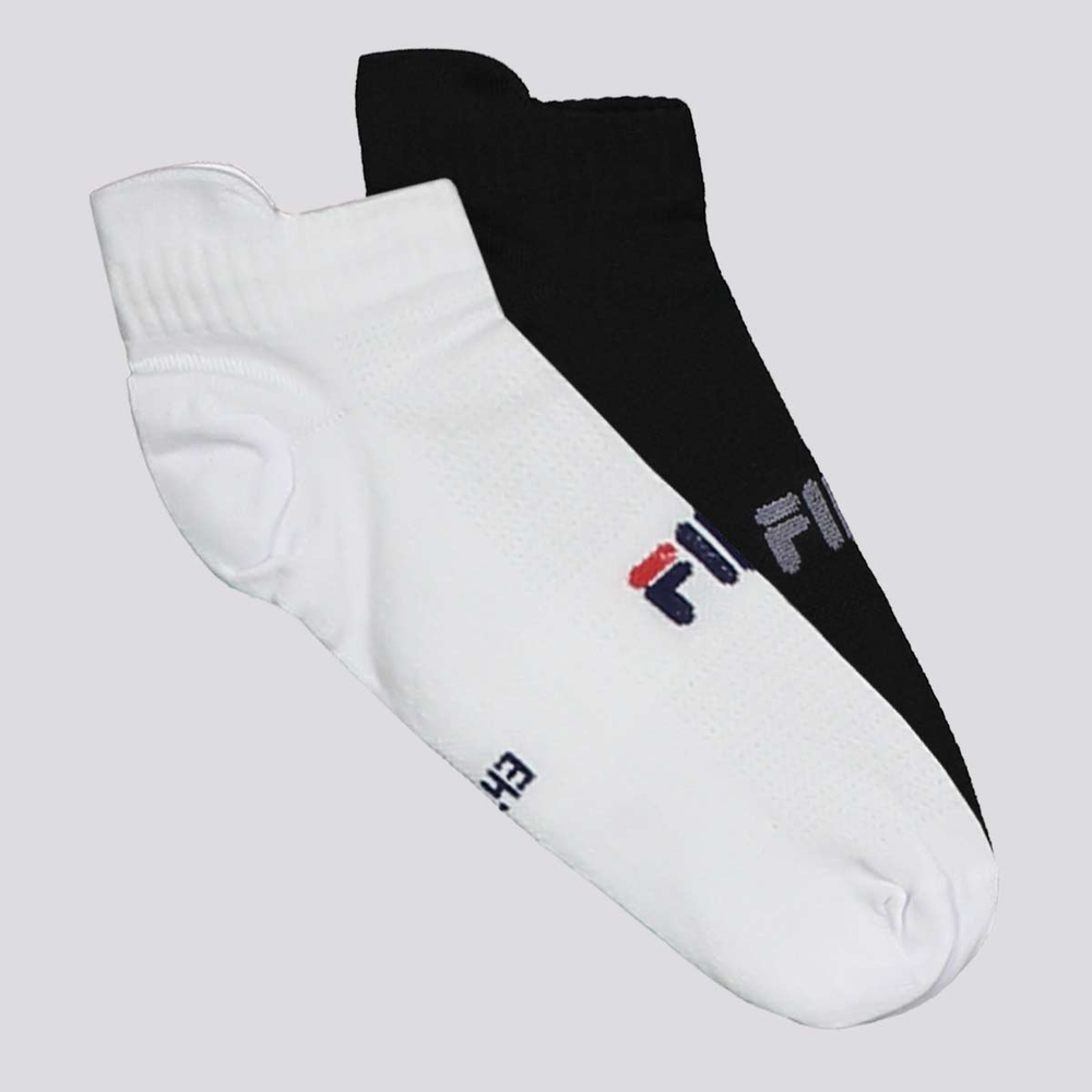 Kit Meia Fila Fast 2 Pares Preto e Branco Kit Meia Fila Fast 2 Pares Preto e Branco