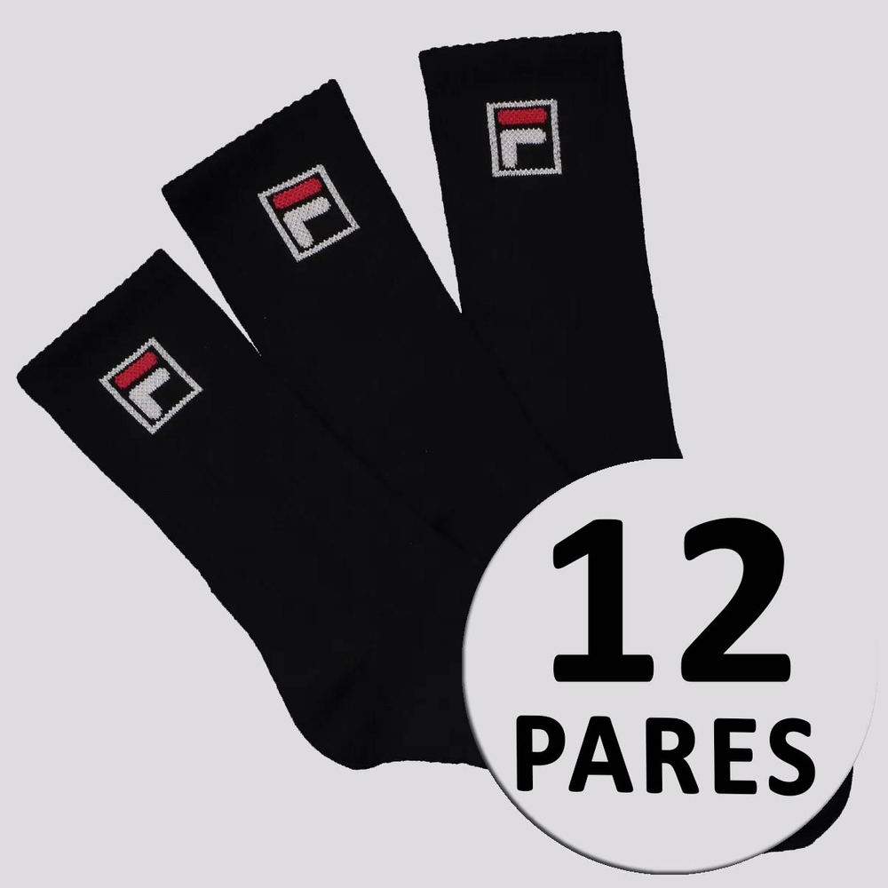 Kit Meia Fila Fbox 12 Pares Cano Alto Preto Kit Meia Fila Fbox 12 Pares Cano Alto Preto