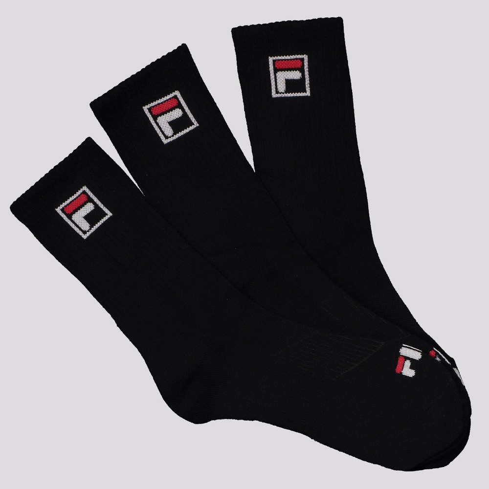 Kit Meia Fila Fbox 3 Pares Cano Alto Preto Kit Meia Fila Fbox 3 Pares Cano Alto Preto