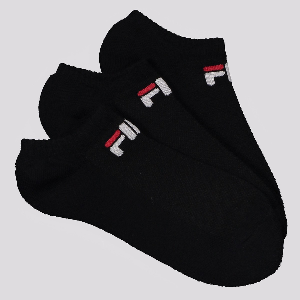 Kit Meia Fila Light 3 Pares Cano Curto Preto Kit Meia Fila Light 3 Pares Cano Curto Preto