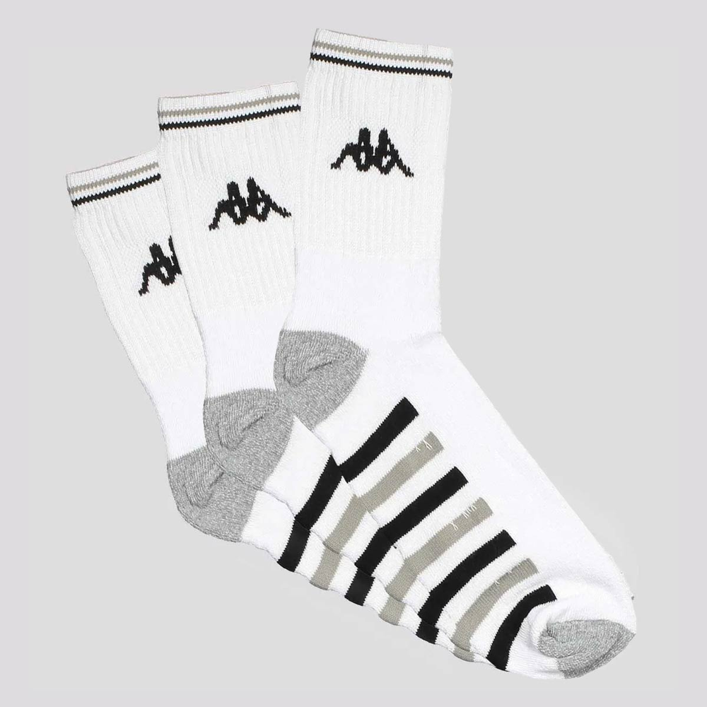 Kit Meia Kappa 3 Pares Comfort Cano Médio Branca Kit Meia Kappa 3 Pares Comfort Cano Médio Branca