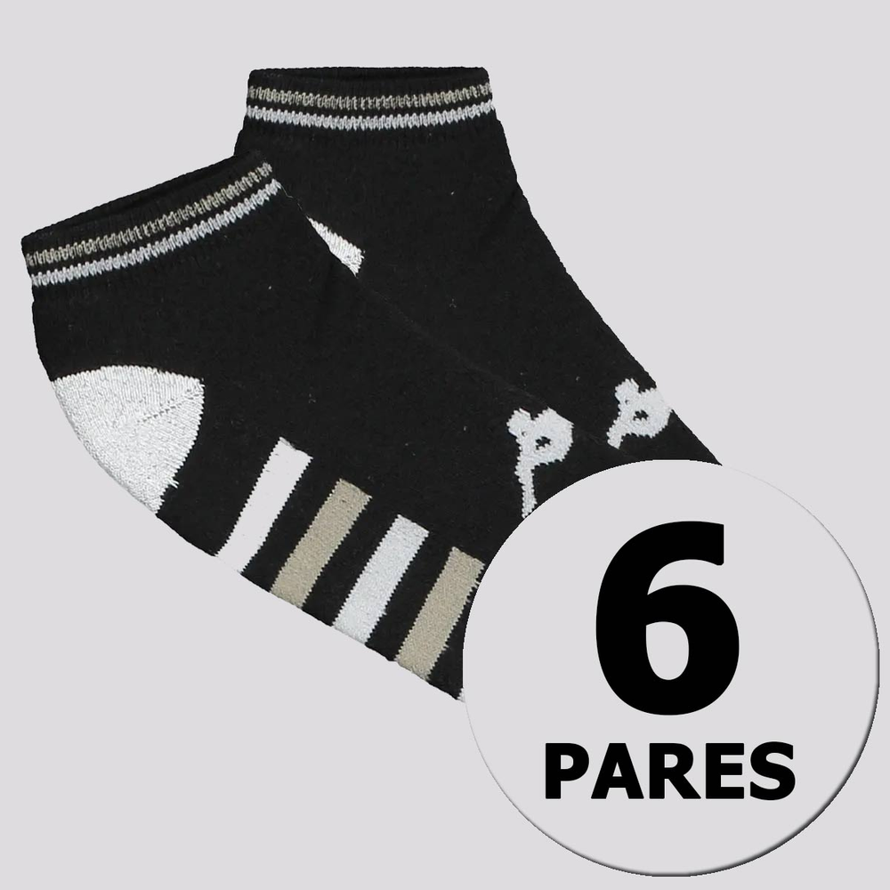 Kit Meia Kappa 6 Pares Comfort Cano Baixo Preta Kit Meia Kappa 6 Pares Comfort Cano Baixo Preta
