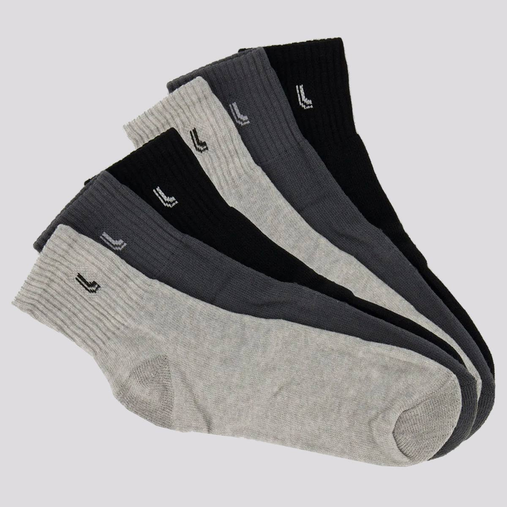 Kit Meia Lupo Cano Médio 6 Pares Preta e Cinza Mescla