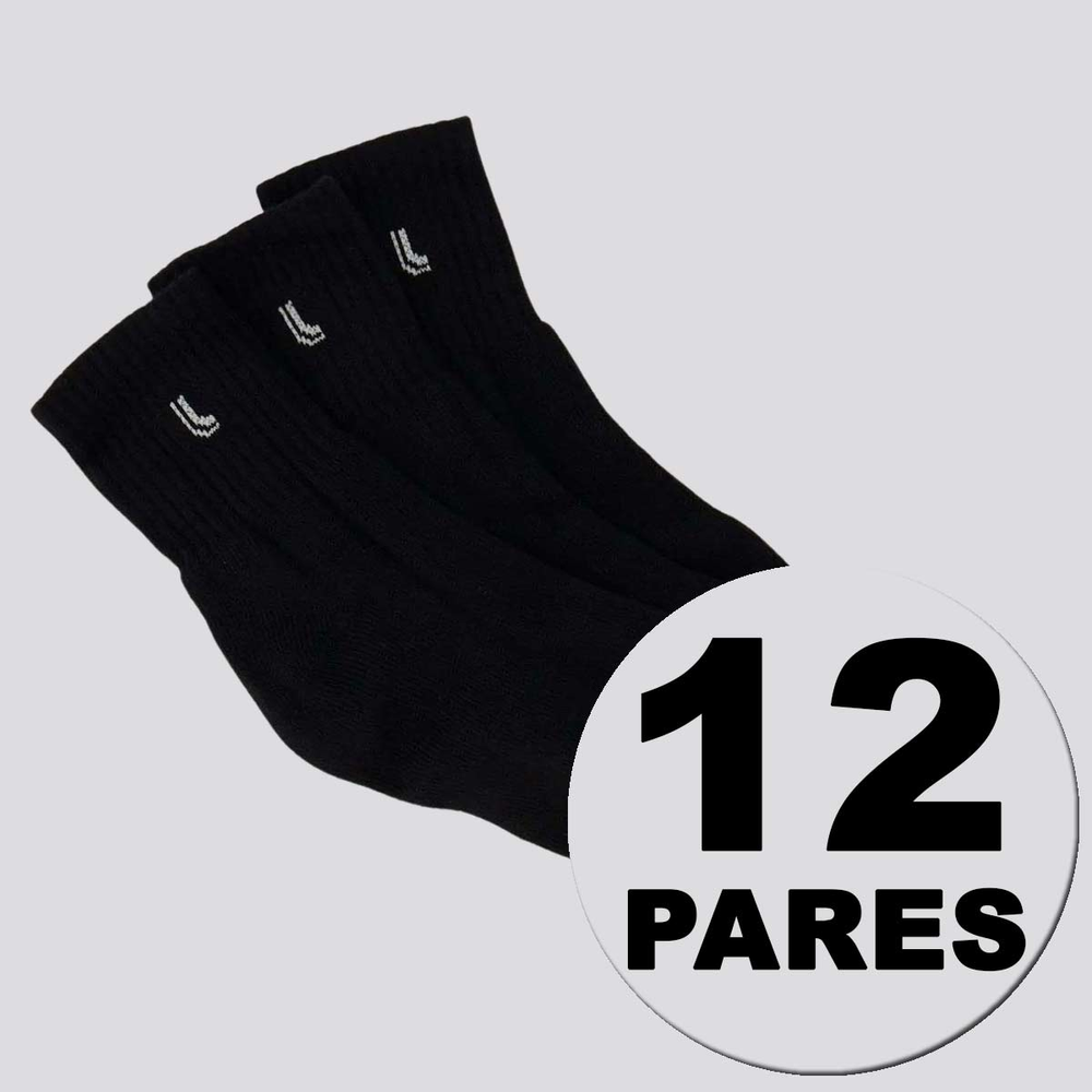 Kit Meia Lupo Cano Médio Freedom 12 Pares Preto