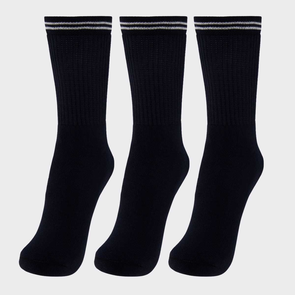 Kit Meia Lupo Sport Básica Cano Longo 3 Pares Preta