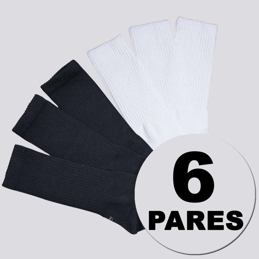 Kit Meia Lupo Sport Walk Cano Longo 6 Pares Preta e Branca Kit Meia Lupo Sport Walk Cano Longo 6 Pares Preta e Branca