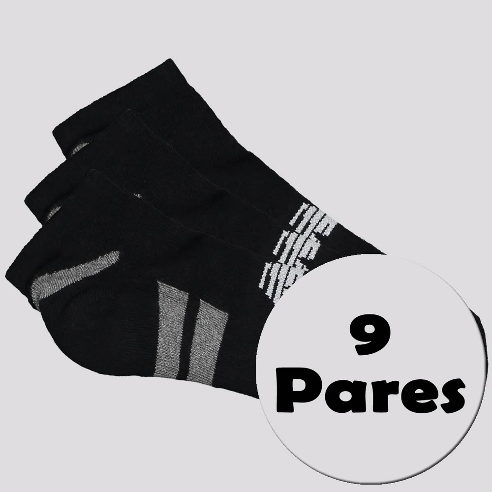 Kit Meia New Balance 9 Pares I Cano Invisível Preto