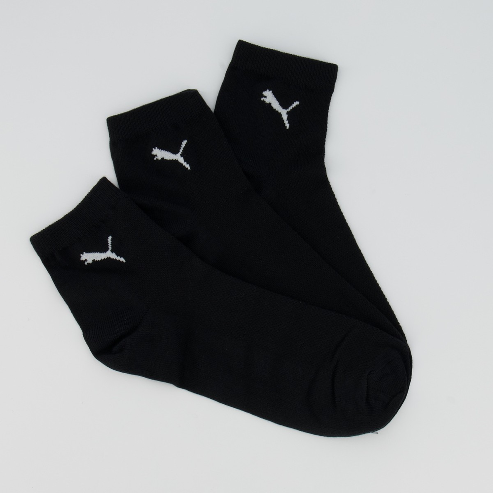 Kit Meia Puma 3 Pares Cano Médio Preta Kit Meia Puma 3 Pares Cano Médio Preta