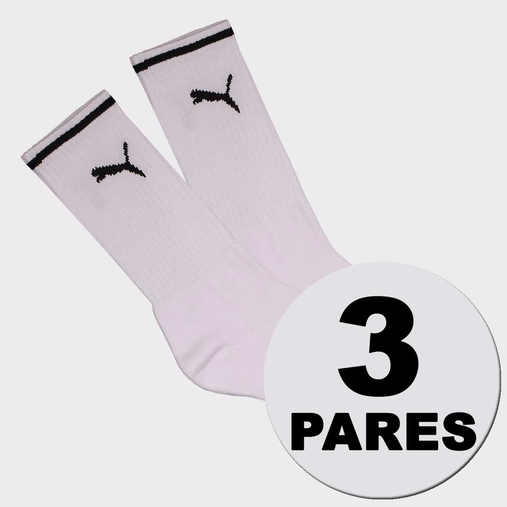 Kit Meia Puma Cano Longo 3 Pares Branca Kit Meia Puma Cano Longo 3 Pares Branca