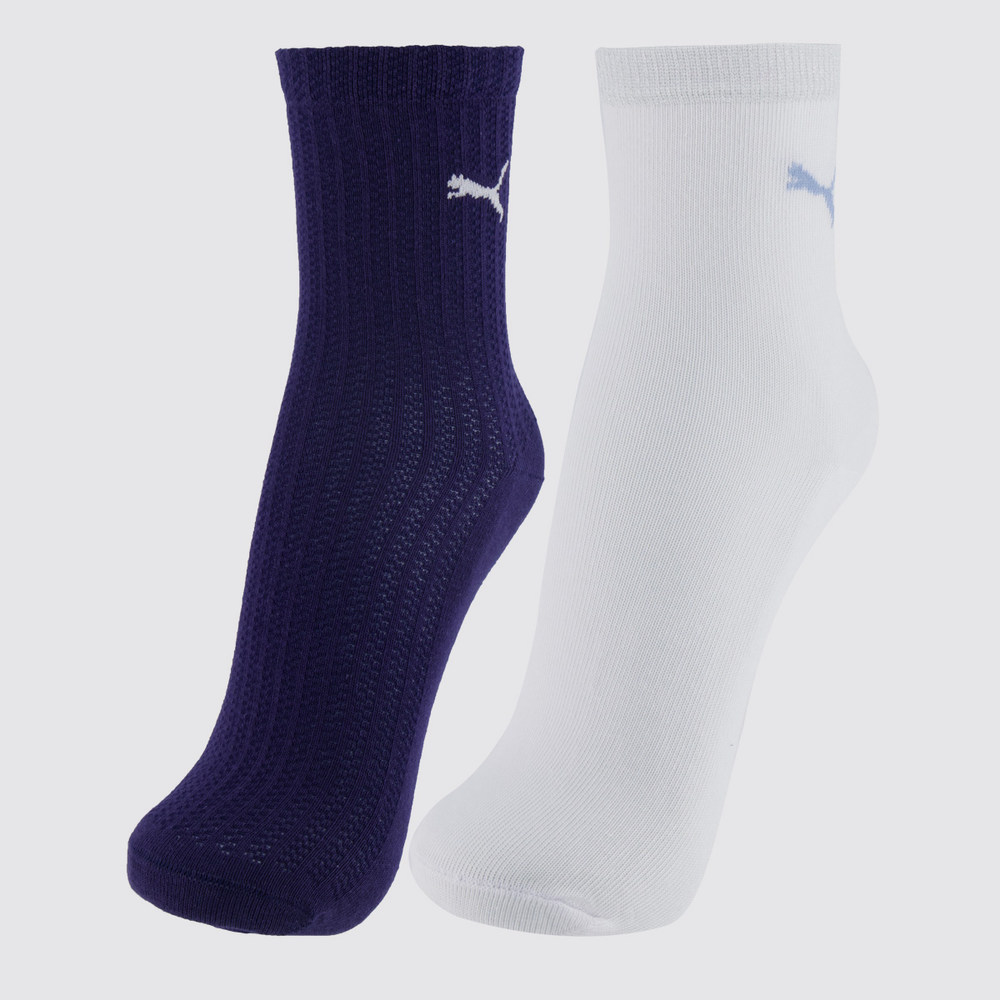 Kit Meia Puma Cano Médio 2 Pares Feminina Branca e