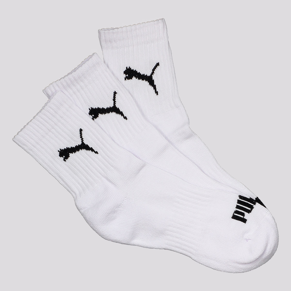 Kit Meia Puma Cano Médio 3 Pares Feminina Branca