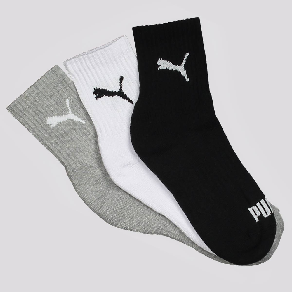 Kit Meia Puma Cano Médio 3 Pares Feminina Cinza, P