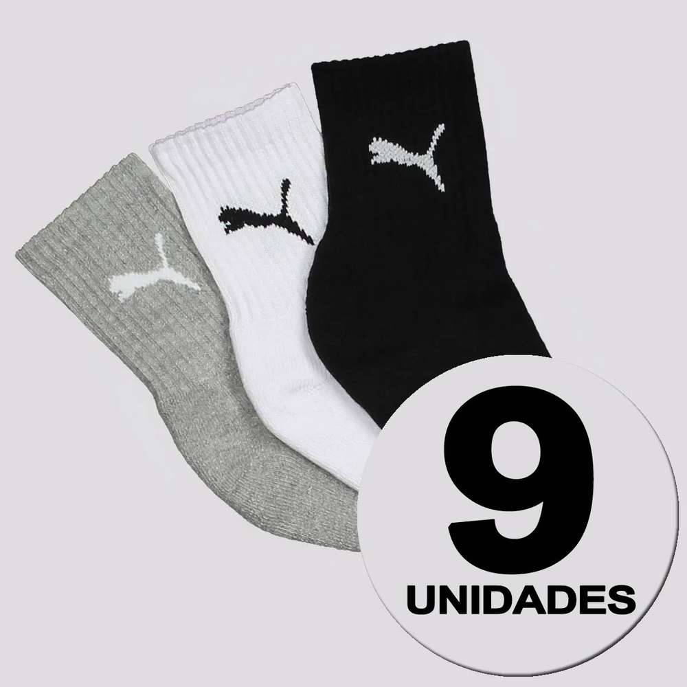 Kit Meia Puma Cano Médio 9 Pares Feminina