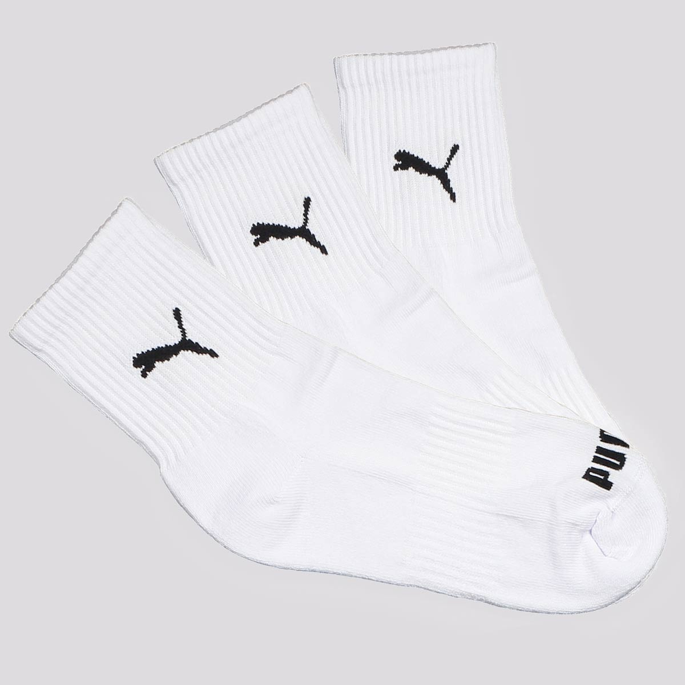 Kit Meia Puma Esportiva Cano Médio 3 Pares Branca