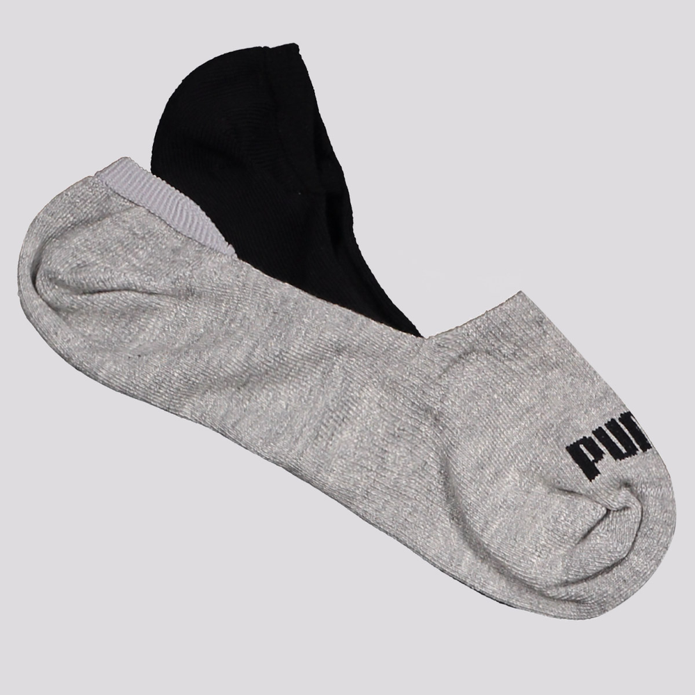 Kit Meia Puma Invisível 2 Pares Cinza e Preta Kit Meia Puma Invisível 2 Pares Cinza e Preta
