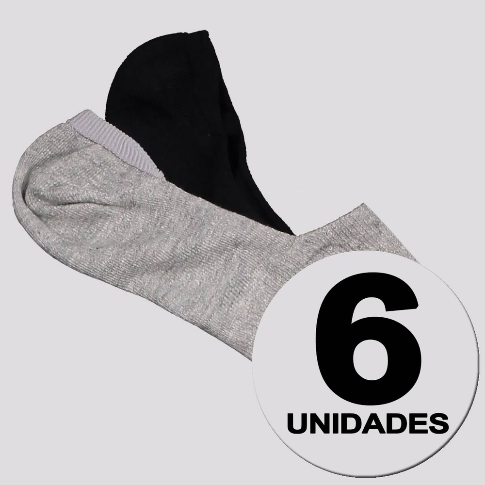 Kit Meia Puma Invisível 6 Pares Cinza e Preta Kit Meia Puma Invisível 6 Pares Cinza e Preta