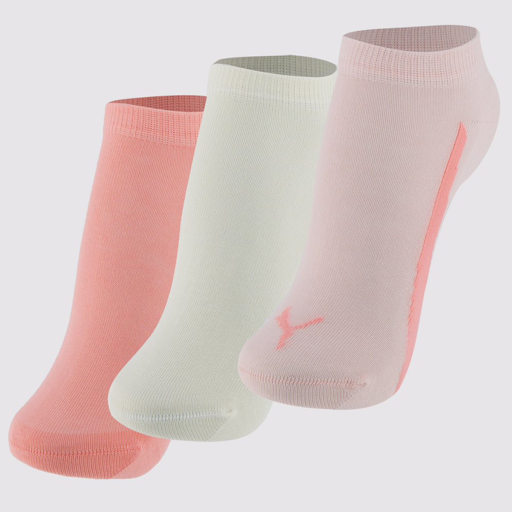 Kit Meia Puma Sapatilha 3 Pares Feminina Rosa e Of