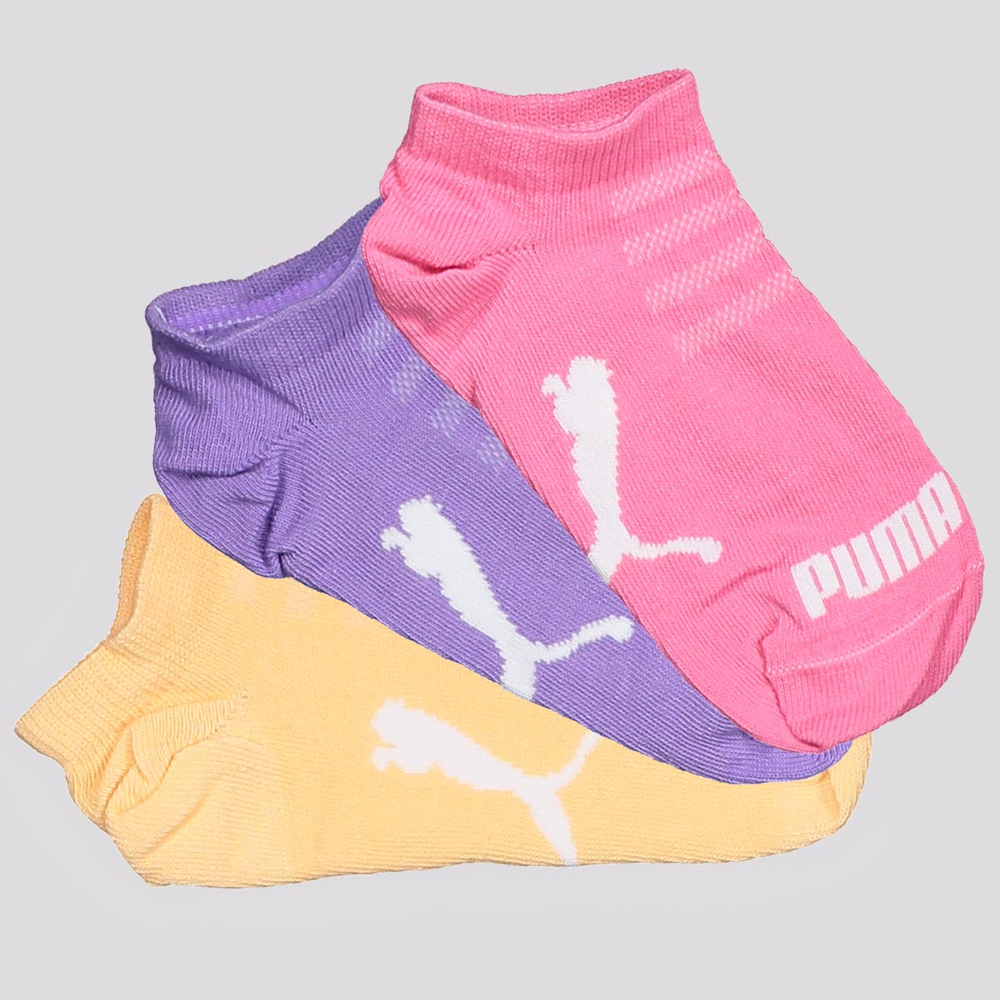 Kit Meia Puma Sapatilha 3 Pares Infantil Laranja R