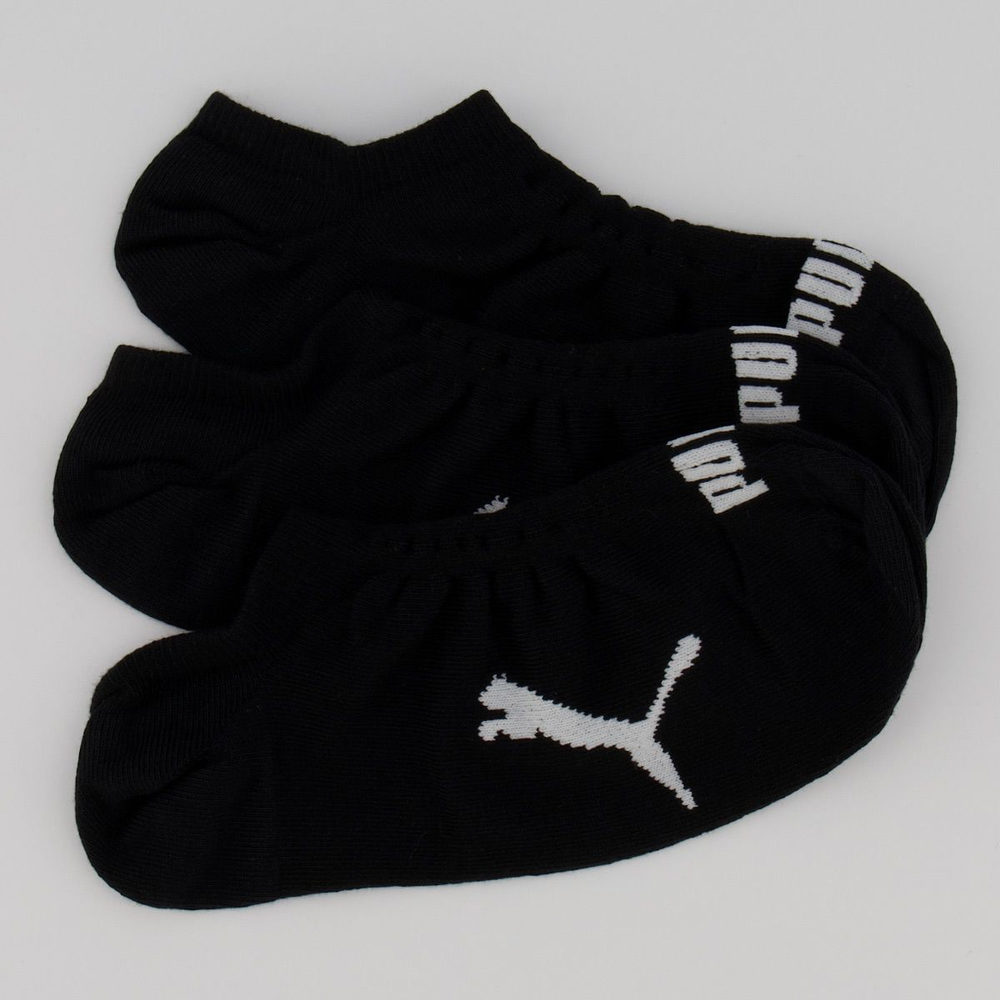 Kit Meia Puma Sapatilha 3 pares Preta Kit Meia Puma Sapatilha 3 pares Preta