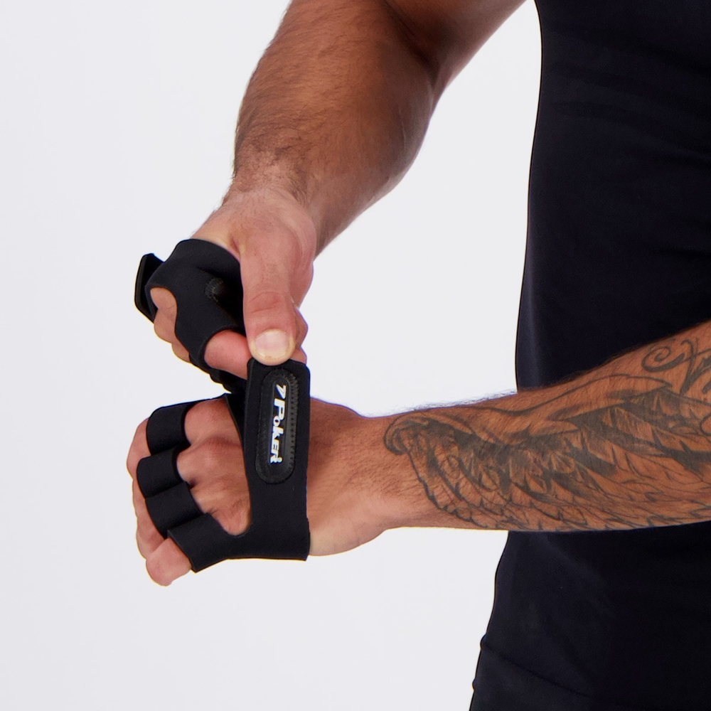 Luva de Musculação Poker Palmar Preta Luva de Musculação Poker Palmar Preta