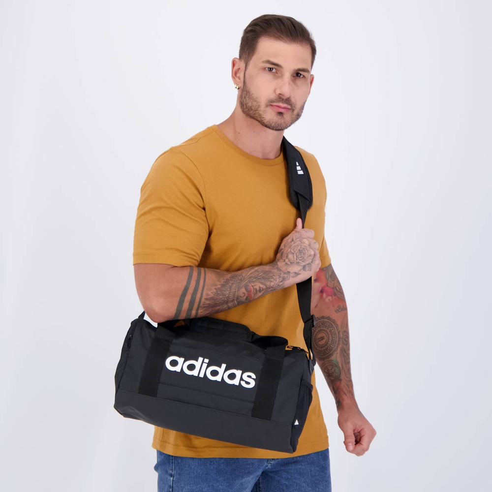 Mala Adidas Duffel Linear PP Preta Mala Adidas Duffel Linear PP Preta