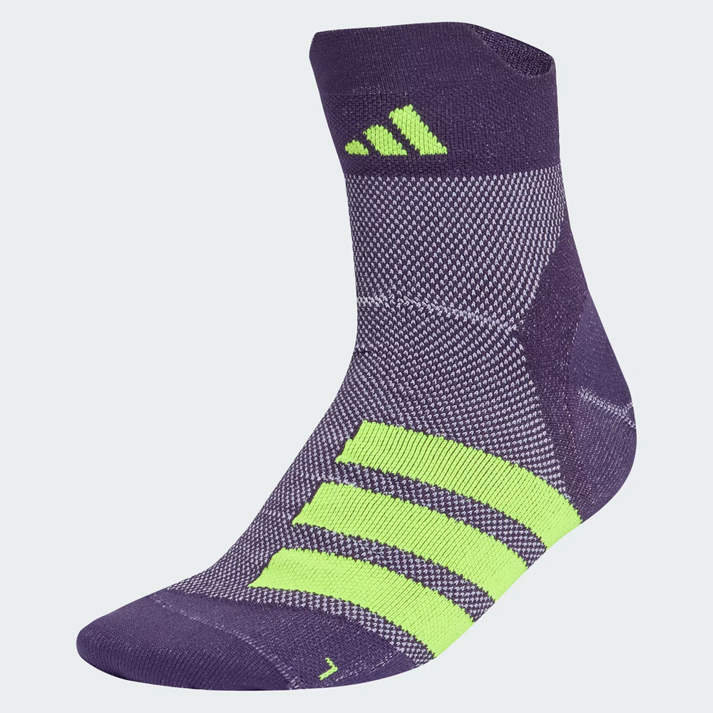 Meia Adidas RUNxADIZERO Cano Médio Roxa e Branca