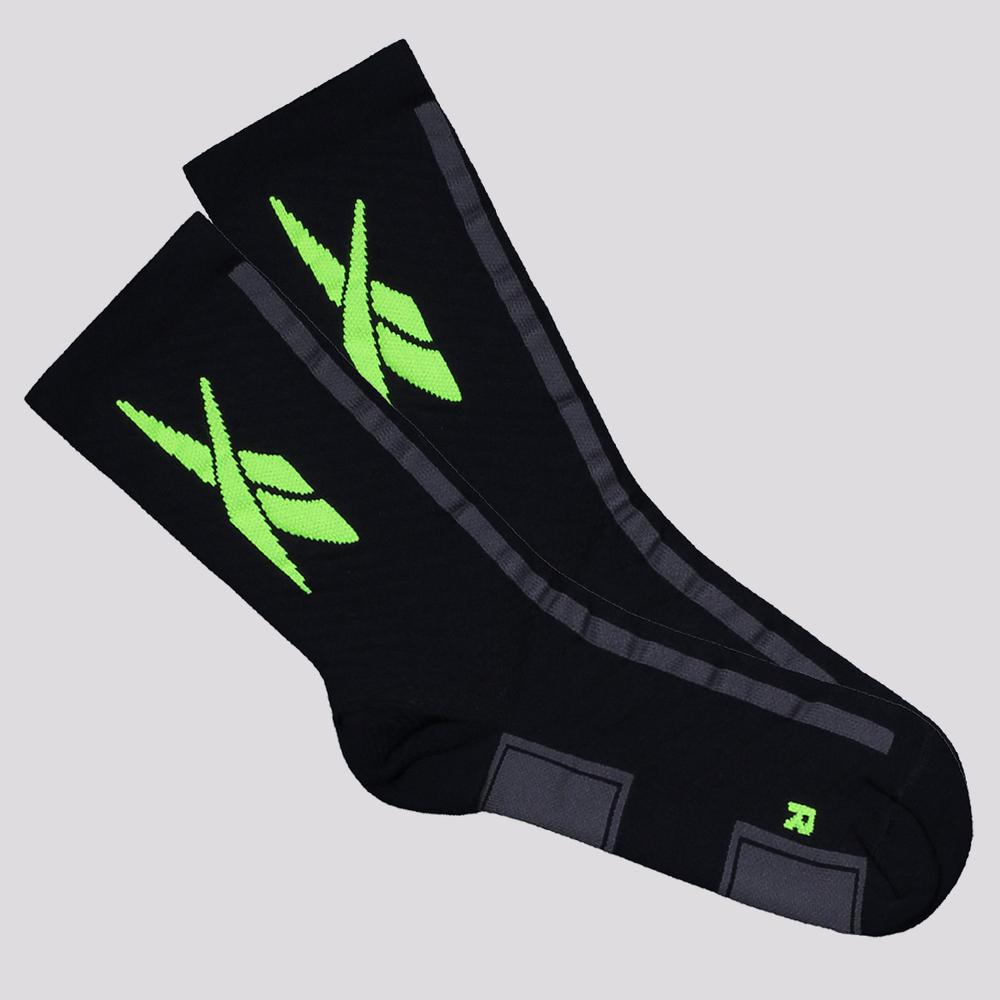 Meia Reebok Cano Alto Performance Preta e Verde Meia Reebok Cano Alto Performance Preta e Verde