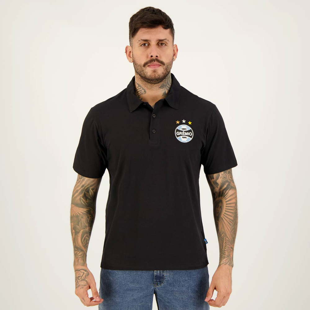 Polo Grêmio Escudo GFBPA Preta Polo Grêmio Escudo GFBPA Preta