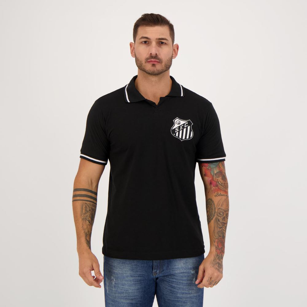 Polo Santos Retrô Preto Polo Santos Retrô Preto