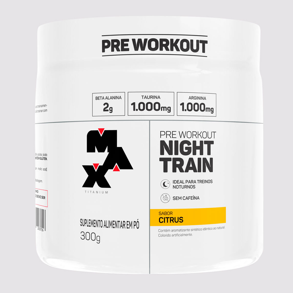 Pré Treino Max Titanium Night Train sem Cafeína - 300g Pré Treino Max Titanium Night Train sem Cafeína - 300g