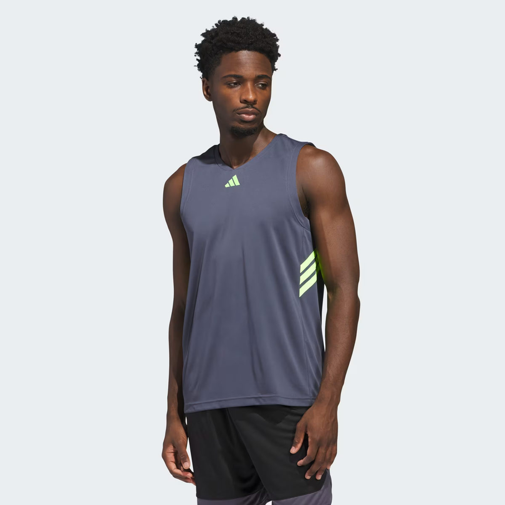 Regata Adidas 3 Stripes Tank Preta e Verde Regata Adidas 3 Stripes Tank Preta e Verde