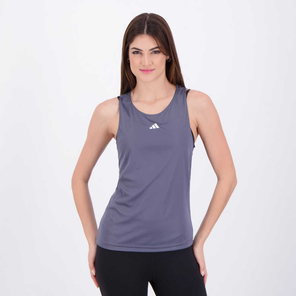 Regata Adidas All Gym Treino Basic Feminina Cinza Regata Adidas All Gym Treino Basic Feminina Cinza
