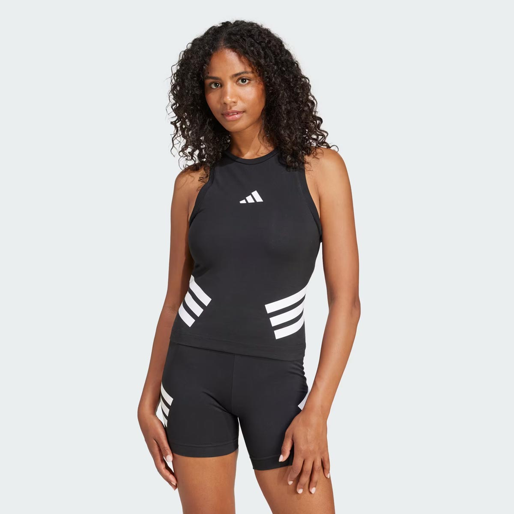 Regata Adidas Future 3 Listras Feminina Preta e Branca Regata Adidas Future 3 Listras Feminina Preta e Branca