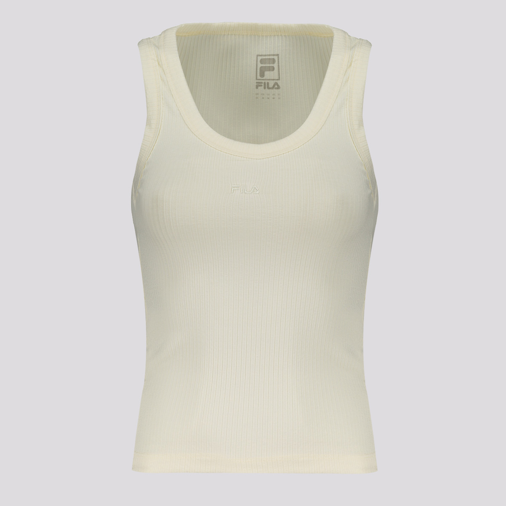 Regata Fila Essentials Canelada Feminina Off White Regata Fila Essentials Canelada Feminina Off White