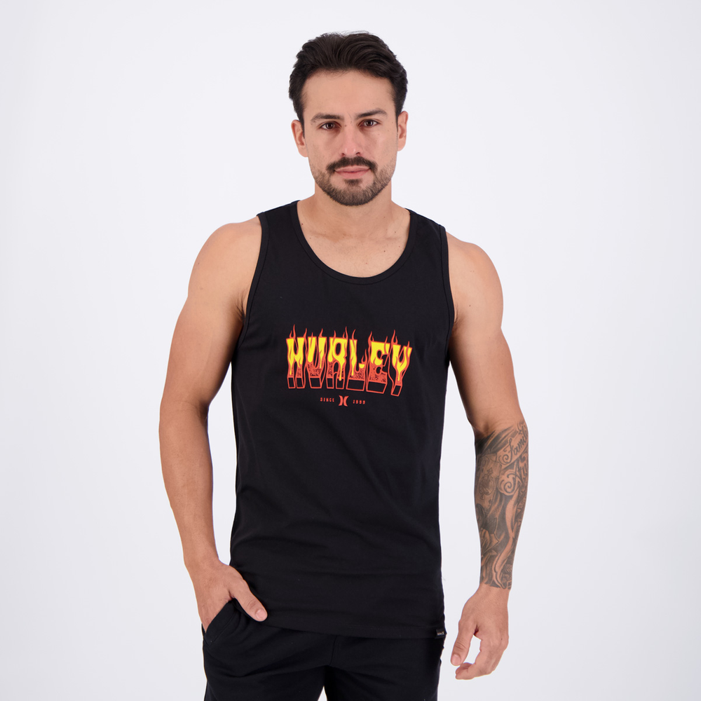Regata Hurley Silk Flame Preta Regata Hurley Silk Flame Preta