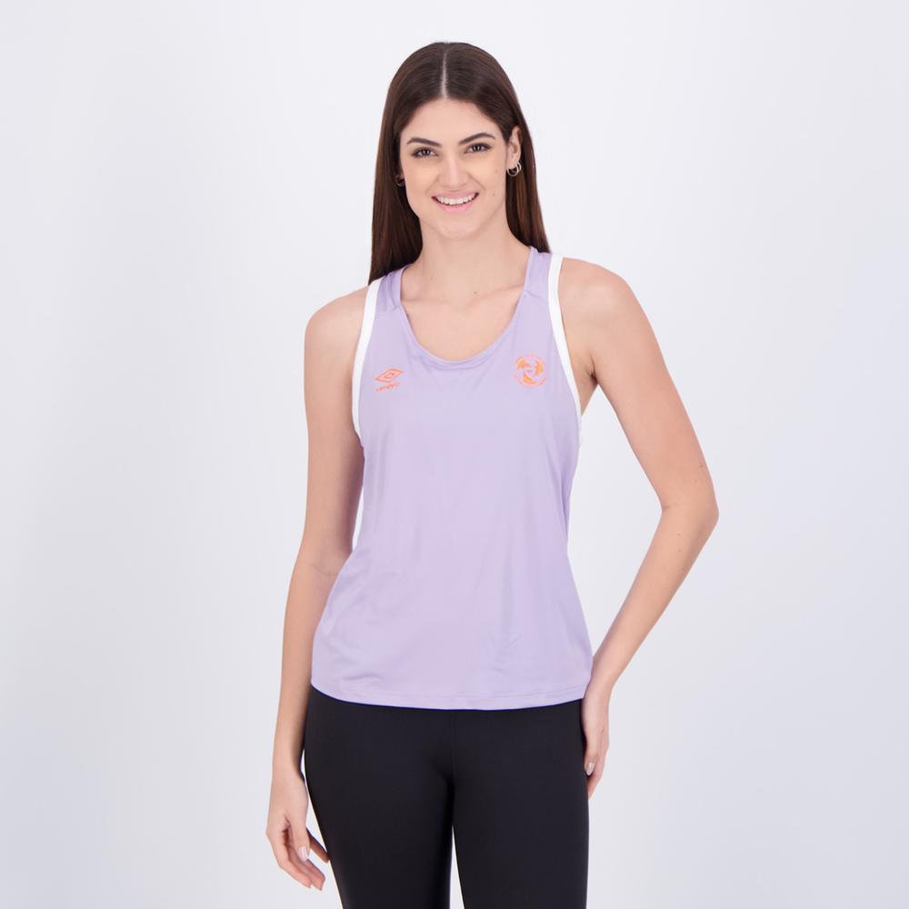 Regata Umbro Futevôlei Flame Feminina Lilás e Branca