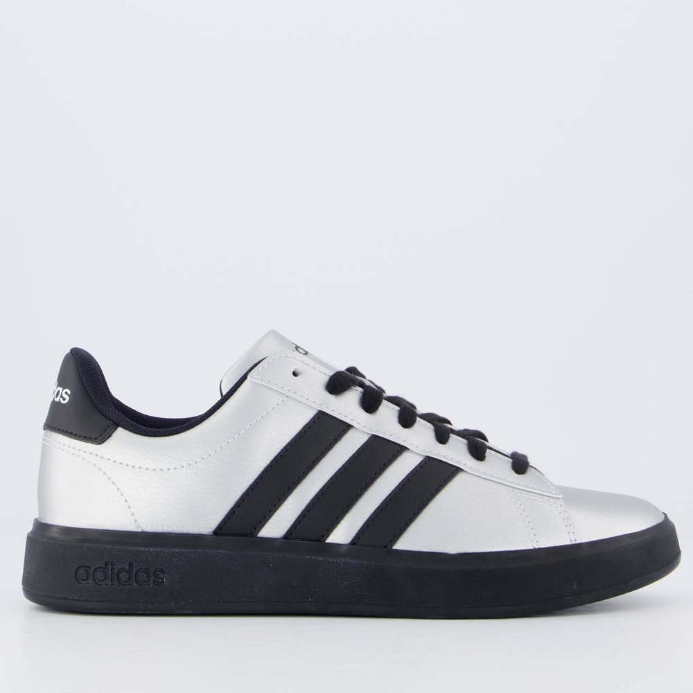 Tênis Adidas Grand Court 2.0 Feminino Prata e Preto Tênis Adidas Grand Court 2.0 Feminino Prata e Preto