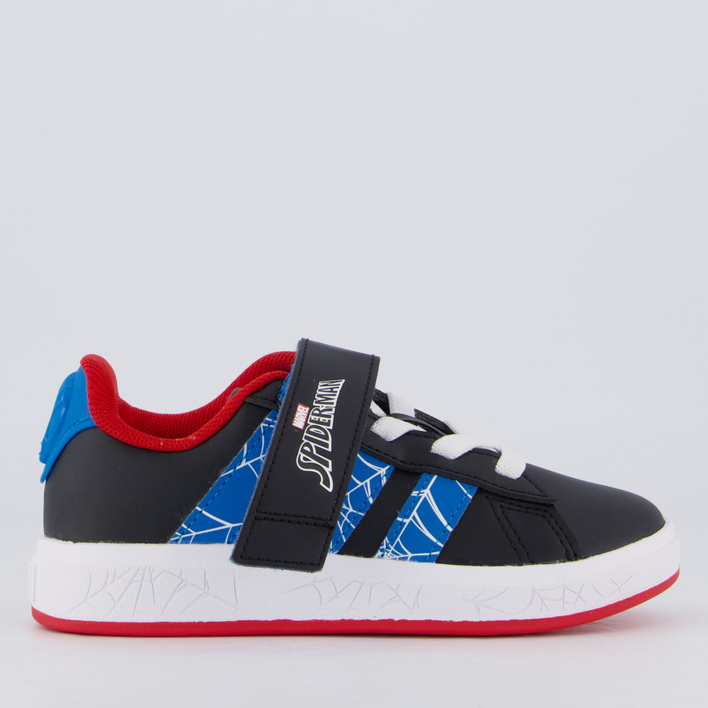 Tênis Adidas Grand Court Spider Man Preto e Vermelho Juvenil