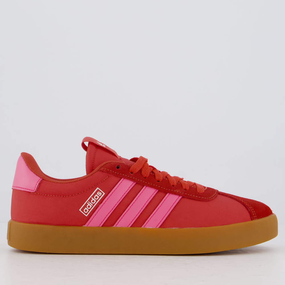 Tênis Adidas VL Court 3.0 Vermelho e Rosa Feminino Tênis Adidas VL Court 3.0 Vermelho e Rosa Feminino