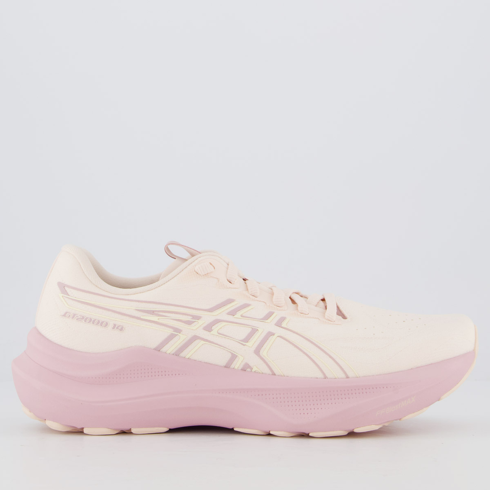 Tênis Asics GT 2000 14 Feminino Off White e Rosa Tênis Asics GT 2000 14 Feminino Off White e Rosa