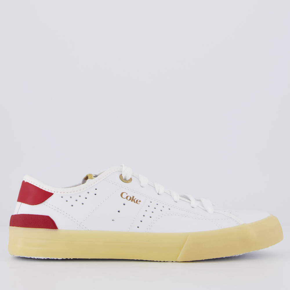 Tênis Coca Cola Fortune Leather Feminino Branco e Vermelho Tênis Coca Cola Fortune Leather Feminino Branco e Vermelho