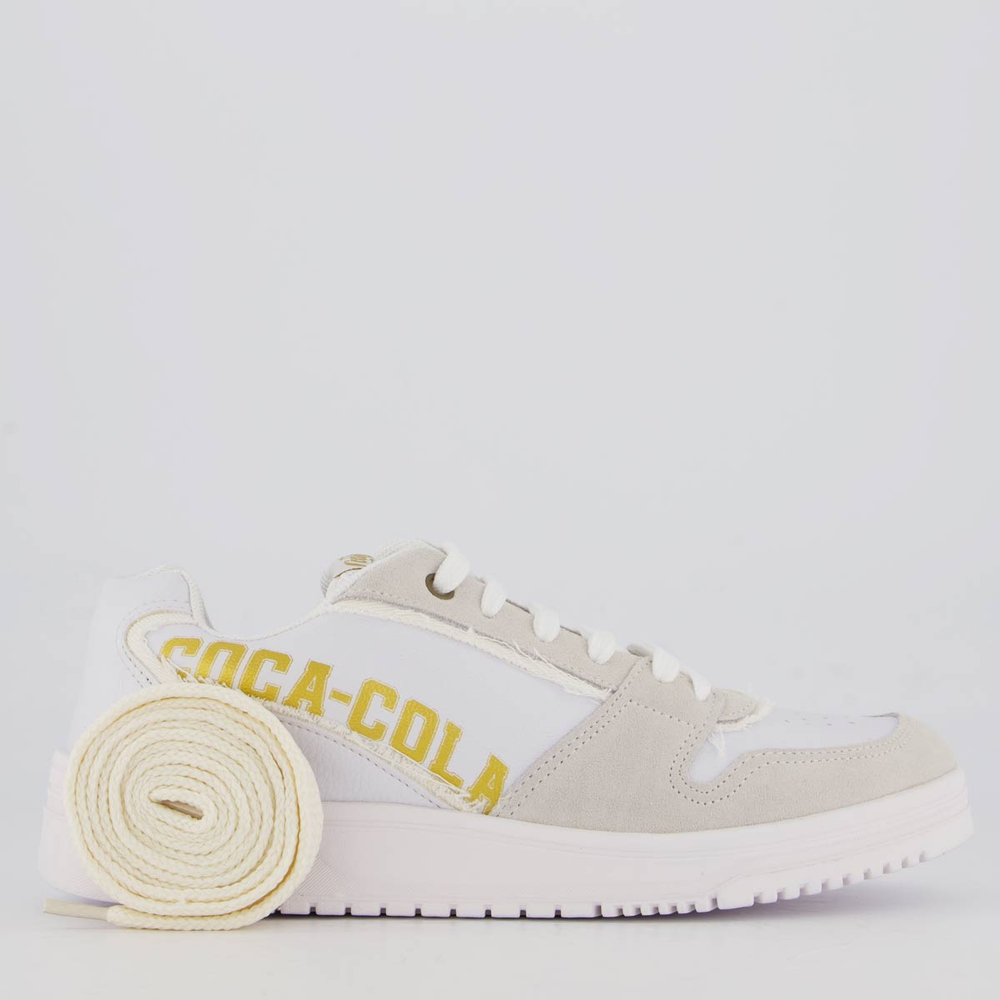 Tênis Coca Cola Fresh Feminino Branco e Dourado Tênis Coca Cola Fresh Feminino Branco e Dourado