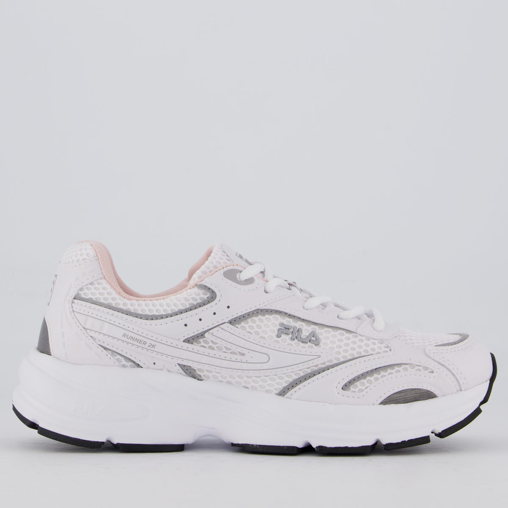 Tênis Fila Runner 2K Feminino Branco e Cinza Tênis Fila Runner 2K Feminino Branco e Cinza