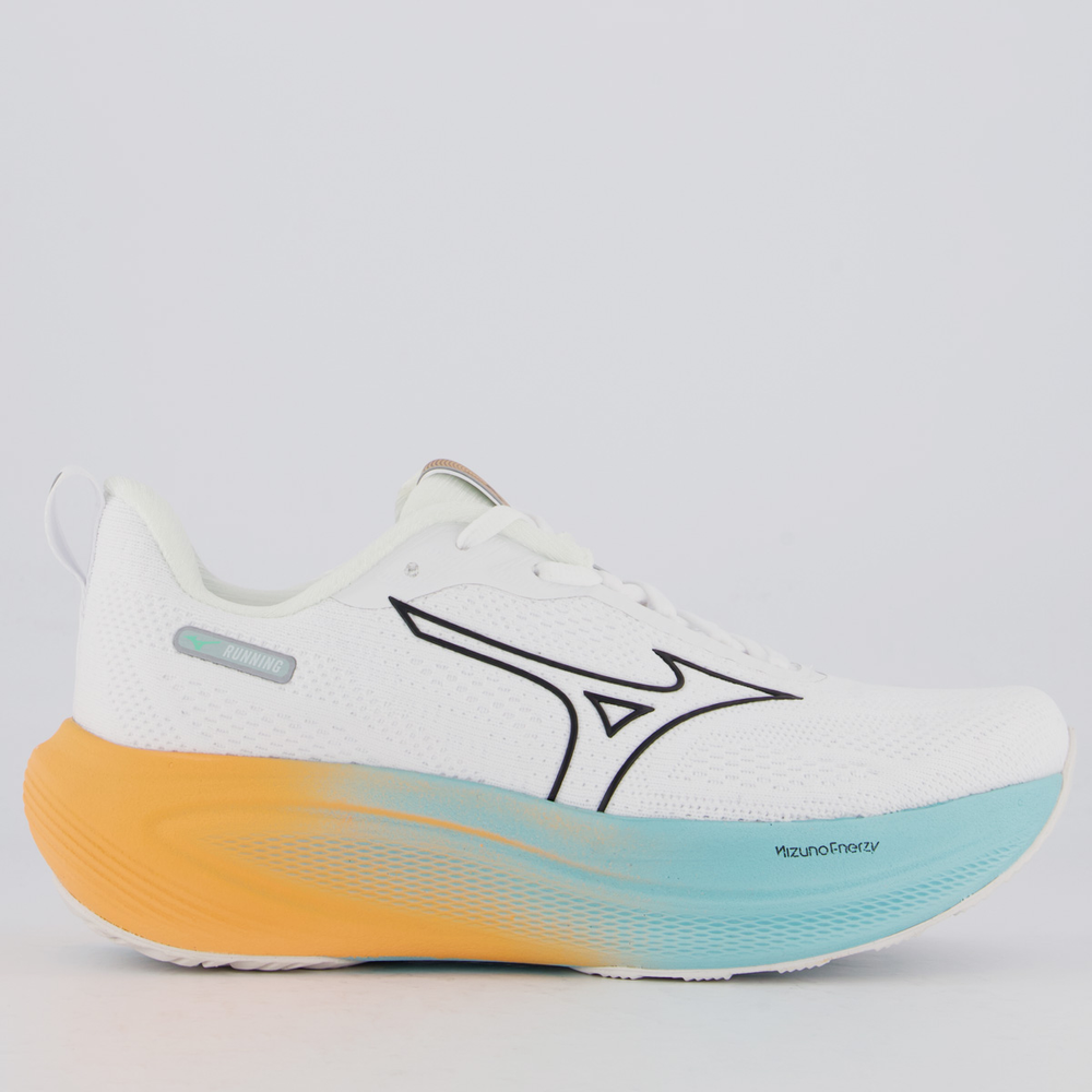 Tênis Mizuno Base Prime Feminino Branco e Laranja