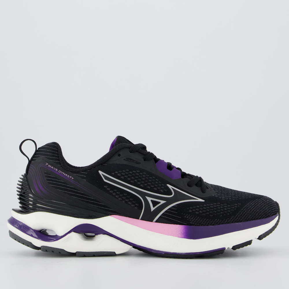 Tênis Mizuno Wave Dinasty 7 Feminino Preto e Roxo Tênis Mizuno Wave Dinasty 7 Feminino Preto e Roxo