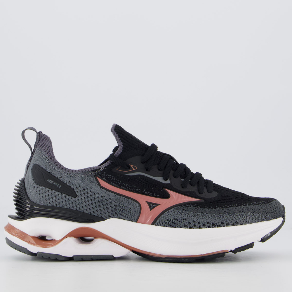 Tênis Mizuno Wave Mirai 8 Feminino Preto e Rosa Tênis Mizuno Wave Mirai 8 Feminino Preto e Rosa