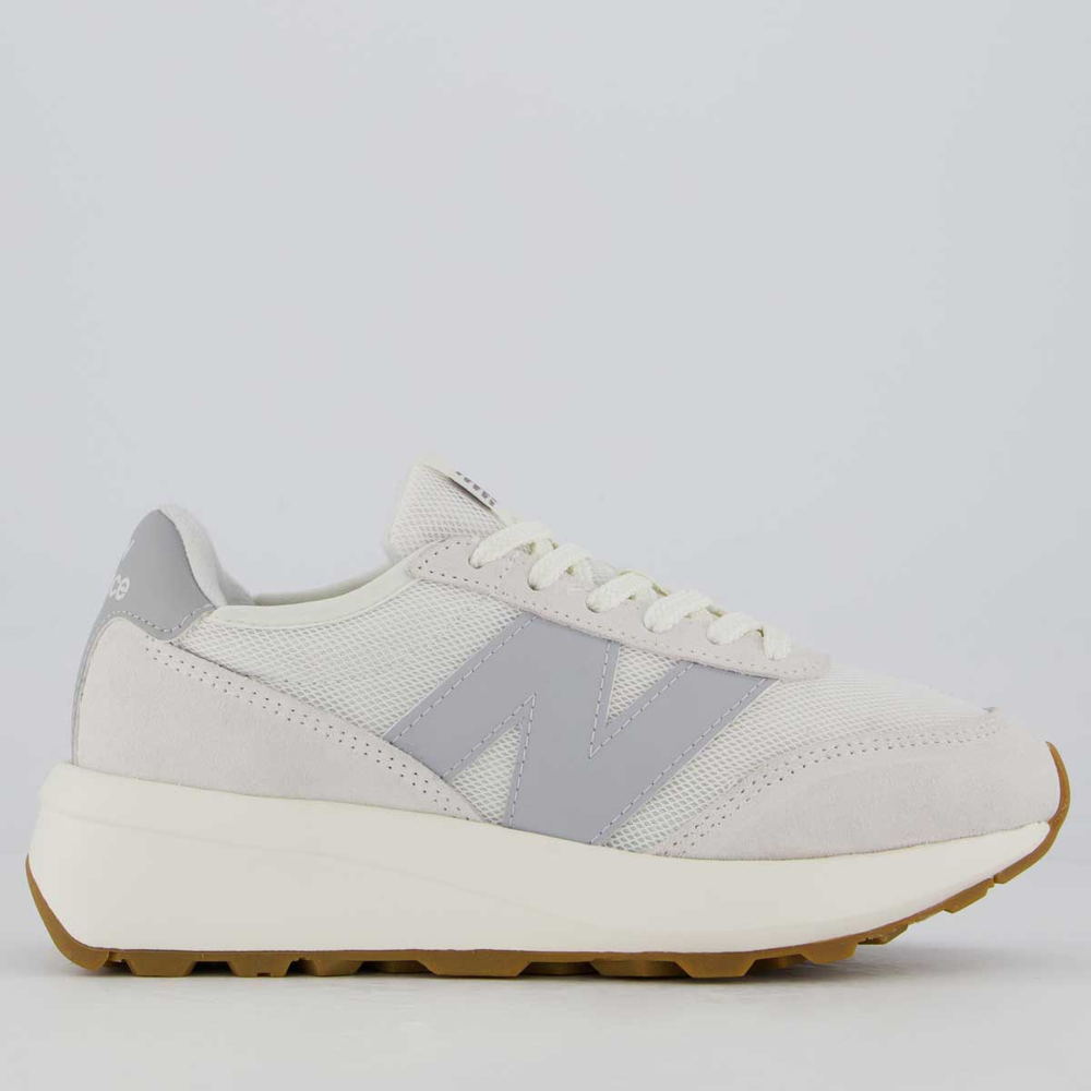 Tênis New Balance 370 V1 Feminino Off White e Cinza Tênis New Balance 370 V1 Feminino Off White e Cinza