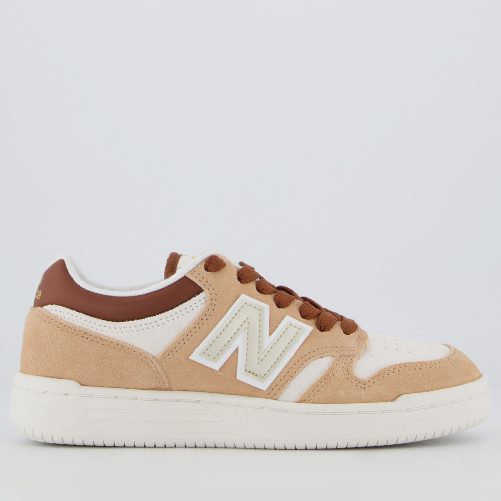 Tênis New Balance 480 Low Feminino Bege e Branco Tênis New Balance 480 Low Feminino Bege e Branco