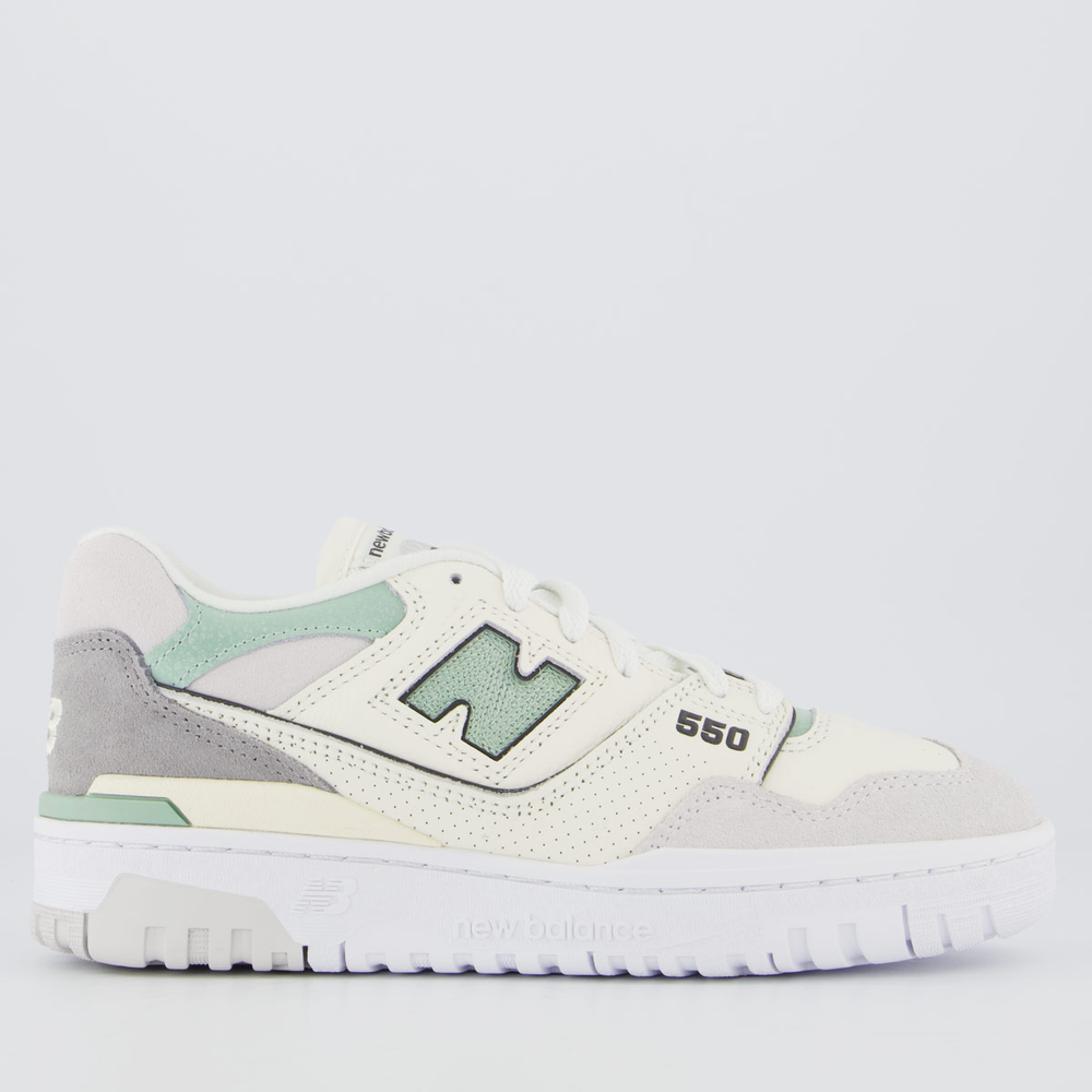 Tênis New Balance 550 Feminino Branco e Verde Tênis New Balance 550 Feminino Branco e Verde