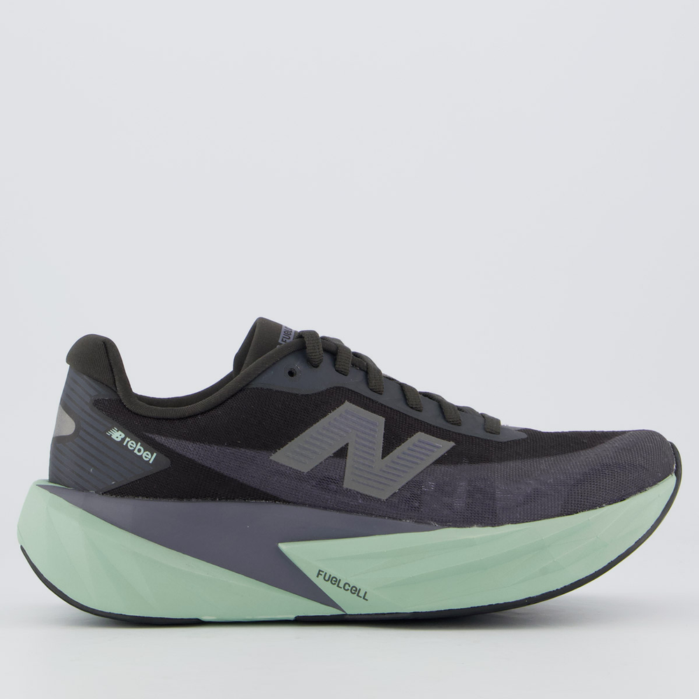 Tênis New Balance Fuelcell Rebel V5 Feminino Preto e Verde Tênis New Balance Fuelcell Rebel V5 Feminino Preto e Verde